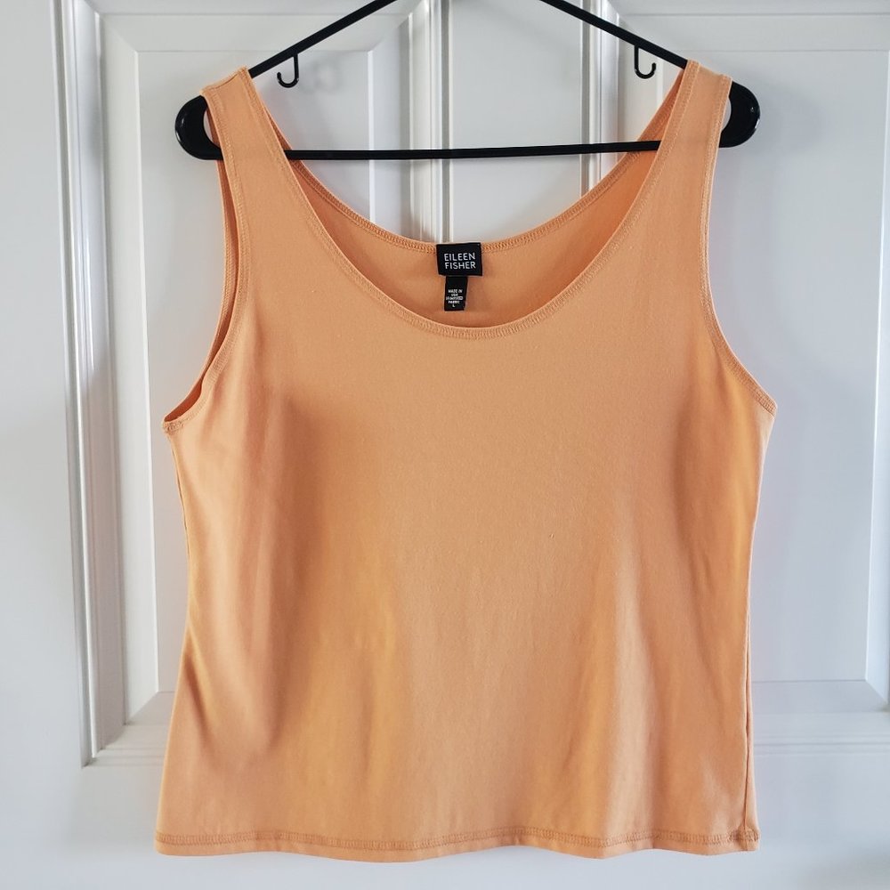 EILEEN FISHER Sleeveless Scoop Neck Orange Womens Tank Top SZ L